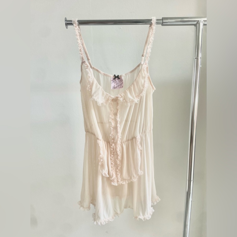 Y2K Pretty Vintage Lace Trim Chemise Victoria's Secret Slip Lingerie M 00's Pink